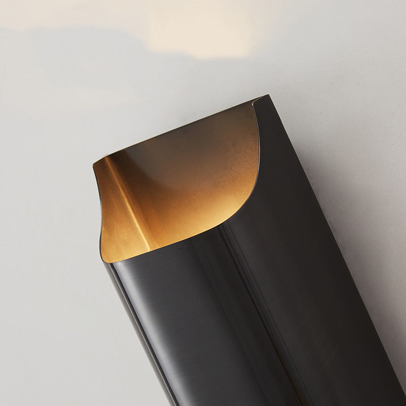 Lámpara de Aplique de Pared de Cobre Rectangular de 2 Luces de Lujo Moderno para Pasillo 