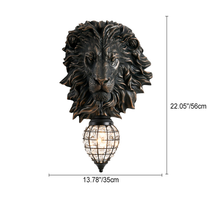 Lampe murale contemporaine Creative Lion Water Drop en résine cristal avec 1 lumière pour le salon 