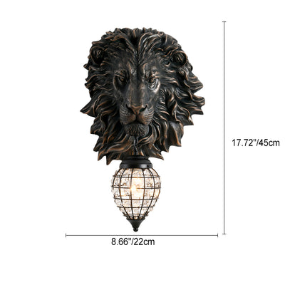 Contemporary Creative Lion Water Drop Resin Crystal 1-Light Wall Sconce Lamp For Living Room