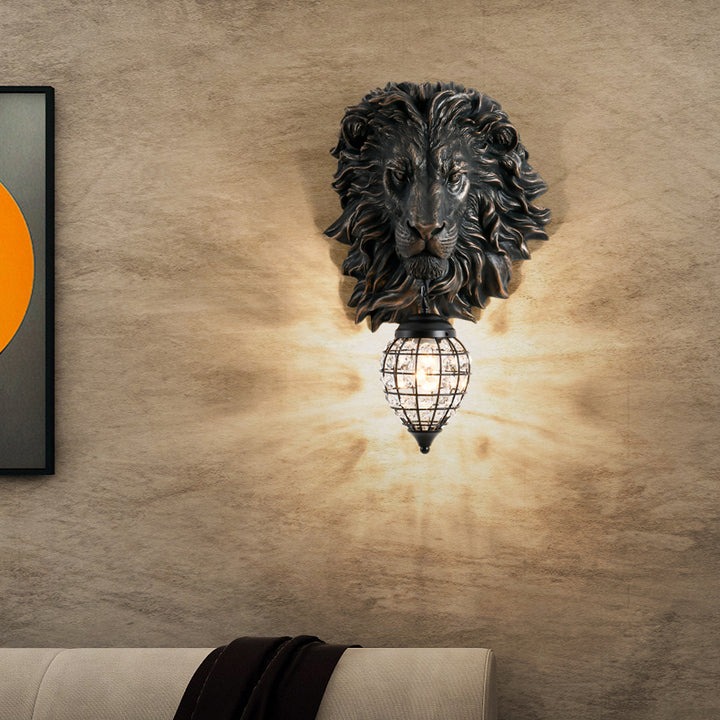 Lampe murale contemporaine Creative Lion Water Drop en résine cristal avec 1 lumière pour le salon 