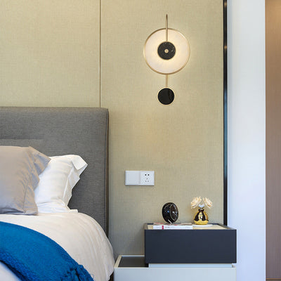 Applique murale contemporaine nordique ronde en fer et marbre à LED pour chambre 