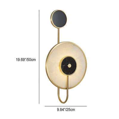 Applique murale contemporaine nordique ronde en fer et marbre à LED pour chambre 