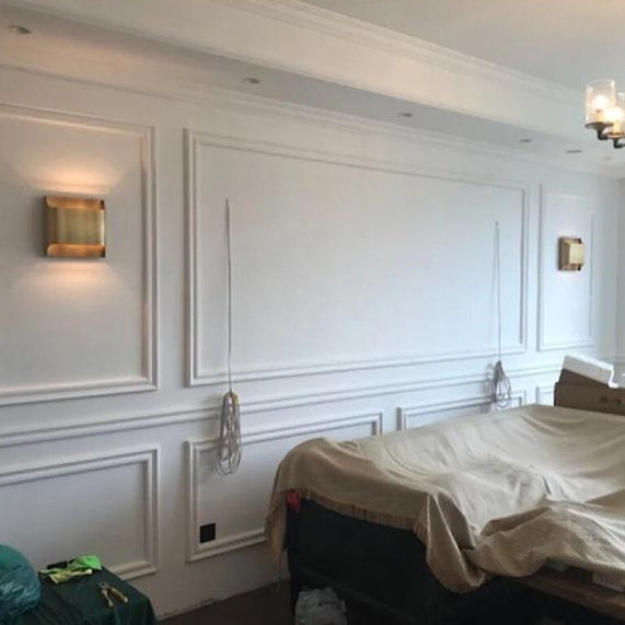 Applique Murale Carrée Moderne en Cuivre à 1 Lumière pour Salon 
