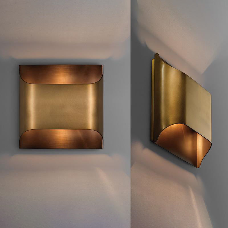 Applique Murale Carrée Moderne en Cuivre à 1 Lumière pour Salon 