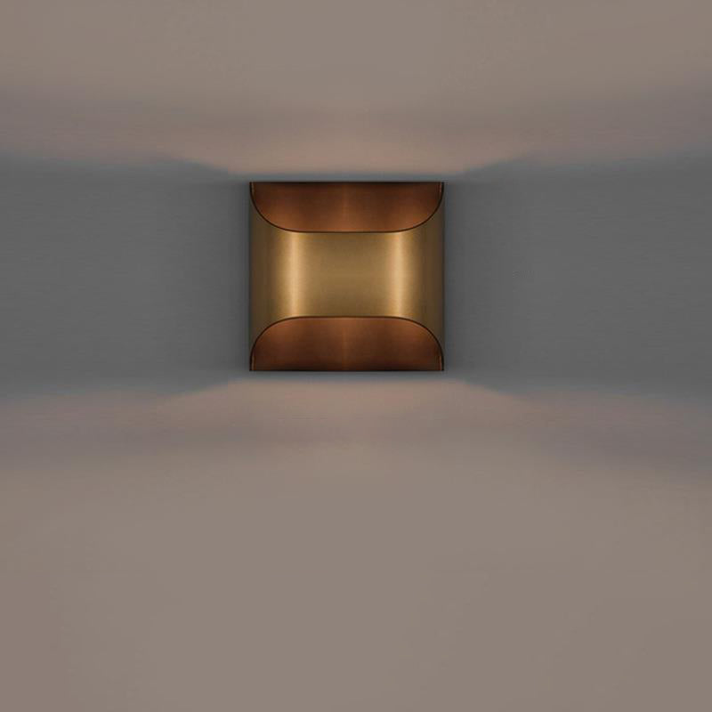 Applique Murale Carrée Moderne en Cuivre à 1 Lumière pour Salon 