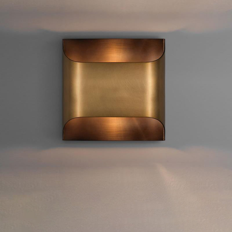 Applique Murale Carrée Moderne en Cuivre à 1 Lumière pour Salon 