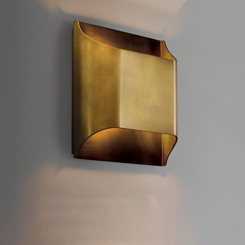 Applique Murale Carrée Moderne en Cuivre à 1 Lumière pour Salon 