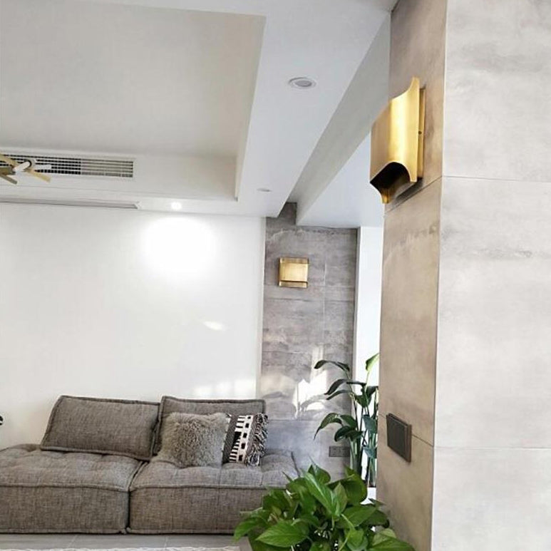 Moderne Luxus Quadratische Kupfer 1-Licht Wandleuchte Für Wohnzimmer 