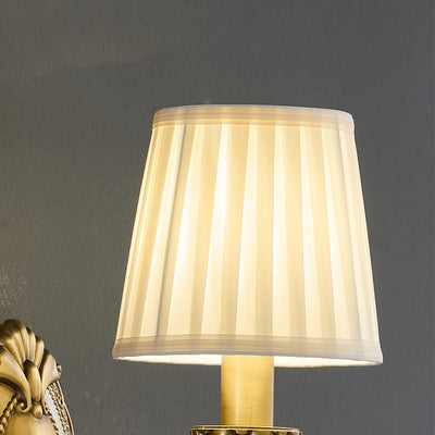 Moderne Einfachheit Zylinder Stoff Kupfer 1/2 Licht Wandleuchte für Wohnzimmer 