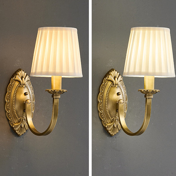 Moderne Einfachheit Zylinder Stoff Kupfer 1/2 Licht Wandleuchte für Wohnzimmer 