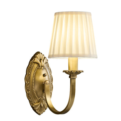 Moderne Einfachheit Zylinder Stoff Kupfer 1/2 Licht Wandleuchte für Wohnzimmer 