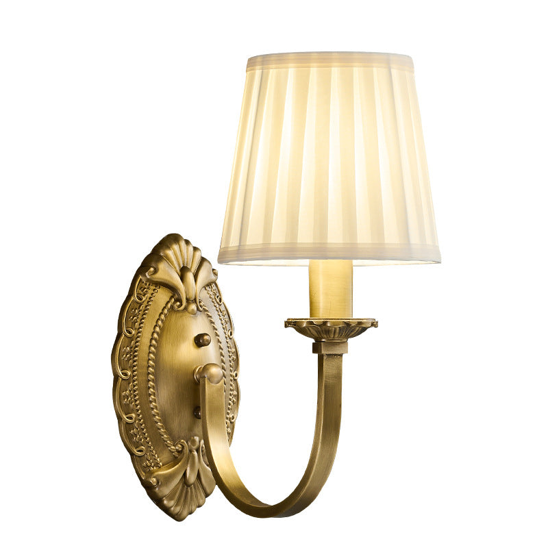 Moderne Einfachheit Zylinder Stoff Kupfer 1/2 Licht Wandleuchte für Wohnzimmer 