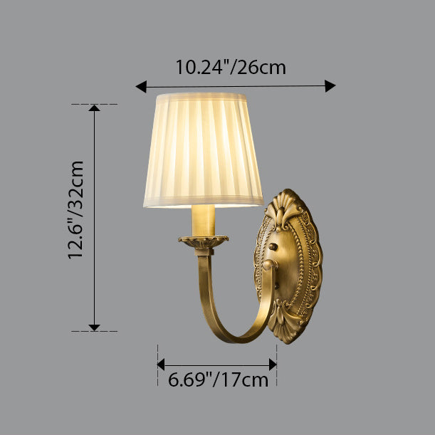 Moderne Einfachheit Zylinder Stoff Kupfer 1/2 Licht Wandleuchte für Wohnzimmer 
