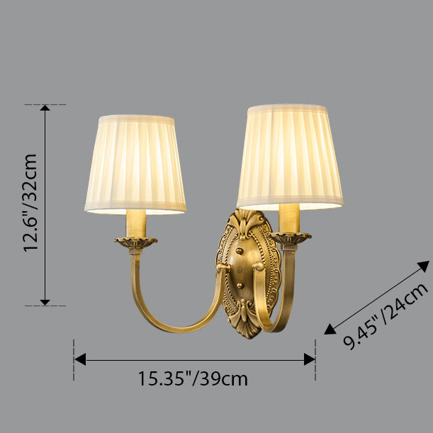 Moderne Einfachheit Zylinder Stoff Kupfer 1/2 Licht Wandleuchte für Wohnzimmer 