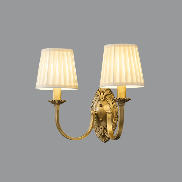 Moderne Einfachheit Zylinder Stoff Kupfer 1/2 Licht Wandleuchte für Wohnzimmer 