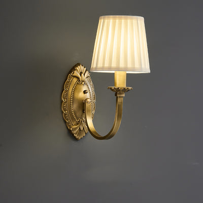 Moderne Einfachheit Zylinder Stoff Kupfer 1/2 Licht Wandleuchte für Wohnzimmer 