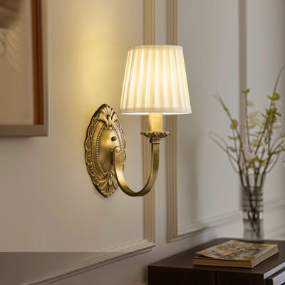 Moderne Einfachheit Zylinder Stoff Kupfer 1/2 Licht Wandleuchte für Wohnzimmer 