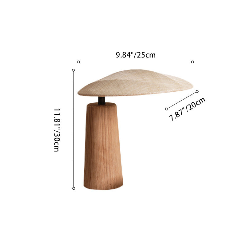 Traditional Japanese Oval Fabric Wood LED Table Lamp For Bedroom