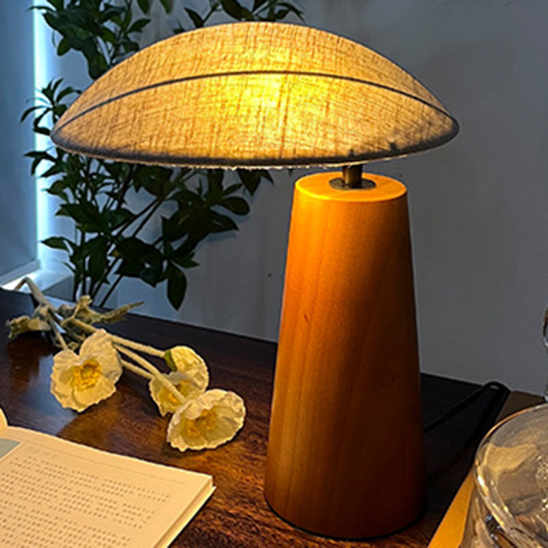 Lampe de table LED en bois ovale en tissu japonais traditionnel pour chambre 