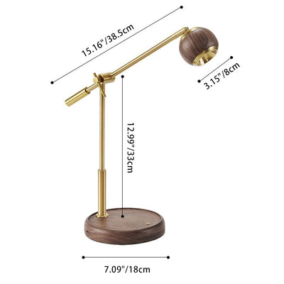 Zeitgenössische Nordic Sphere Tischlampe aus schwarzem Walnuss-Aluminium mit LED für das Schlafzimmer 