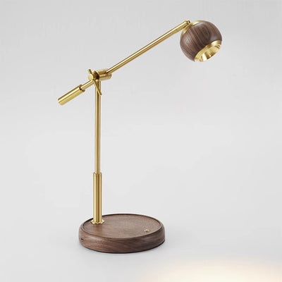 Zeitgenössische Nordic Sphere Tischlampe aus schwarzem Walnuss-Aluminium mit LED für das Schlafzimmer 