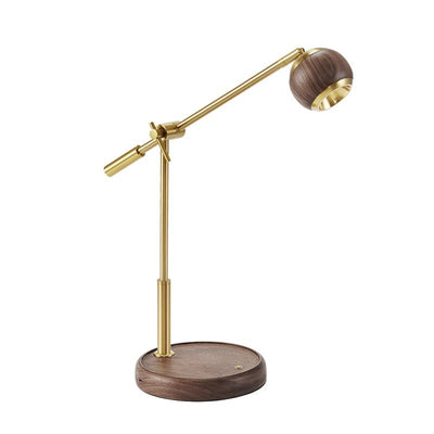 Zeitgenössische Nordic Sphere Tischlampe aus schwarzem Walnuss-Aluminium mit LED für das Schlafzimmer 