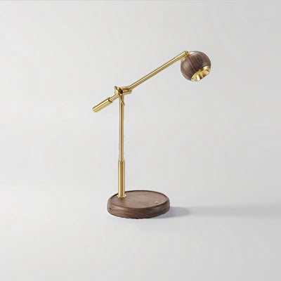 Zeitgenössische Nordic Sphere Tischlampe aus schwarzem Walnuss-Aluminium mit LED für das Schlafzimmer 