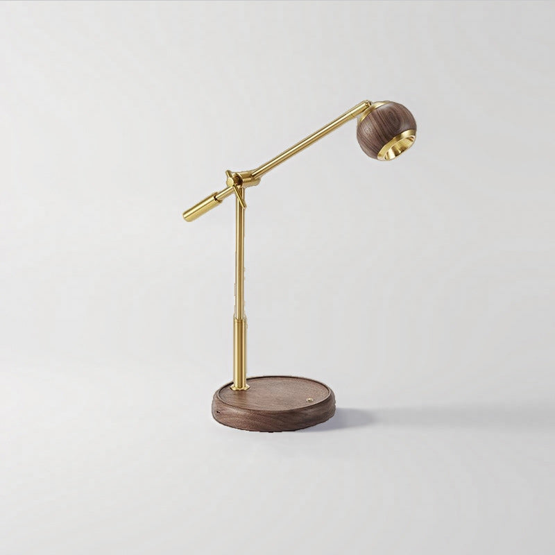 Zeitgenössische Nordic Sphere Tischlampe aus schwarzem Walnuss-Aluminium mit LED für das Schlafzimmer 