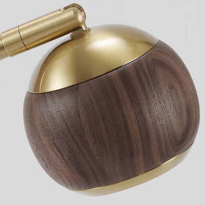Zeitgenössische Nordic Sphere Tischlampe aus schwarzem Walnuss-Aluminium mit LED für das Schlafzimmer 