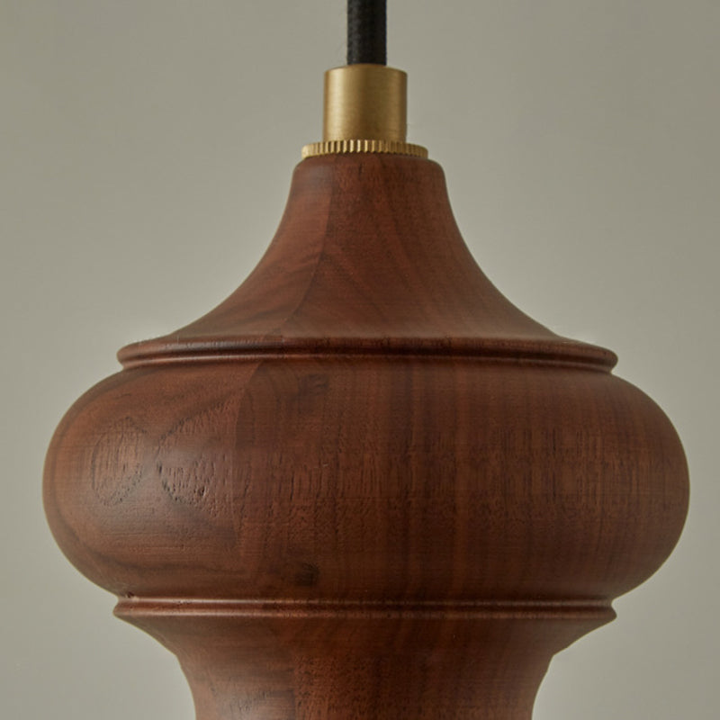 Suspension Luminaire à Dôme Vintage Traditionnel en Verre et Noyer à 1 Lumière pour Chambre 