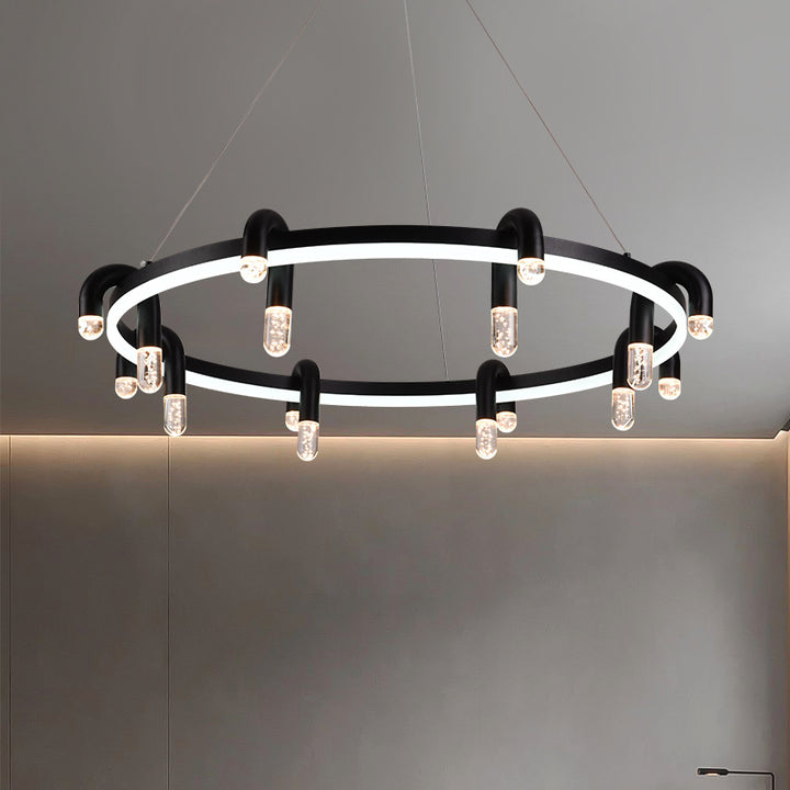 Lámpara de Araña LED de Hierro y Aluminio Círculo de Simplicidad Moderna para Sala de Estar 