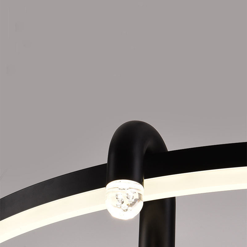 Lustre LED en aluminium et fer avec cercle de simplicité moderne pour salon 