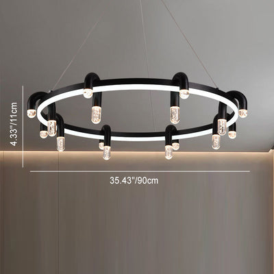 Lustre LED en aluminium et fer avec cercle de simplicité moderne pour salon 