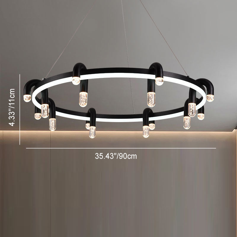 Lustre LED en aluminium et fer avec cercle de simplicité moderne pour salon 