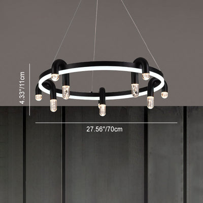 Lustre LED en aluminium et fer avec cercle de simplicité moderne pour salon 