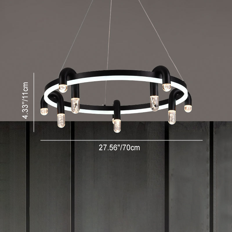 Lustre LED en aluminium et fer avec cercle de simplicité moderne pour salon 