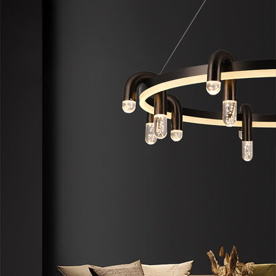 Lustre LED en aluminium et fer avec cercle de simplicité moderne pour salon 