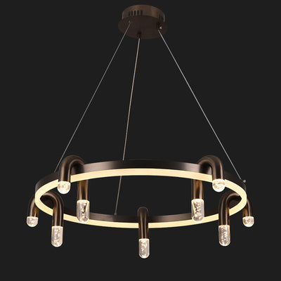Lustre LED en aluminium et fer avec cercle de simplicité moderne pour salon 