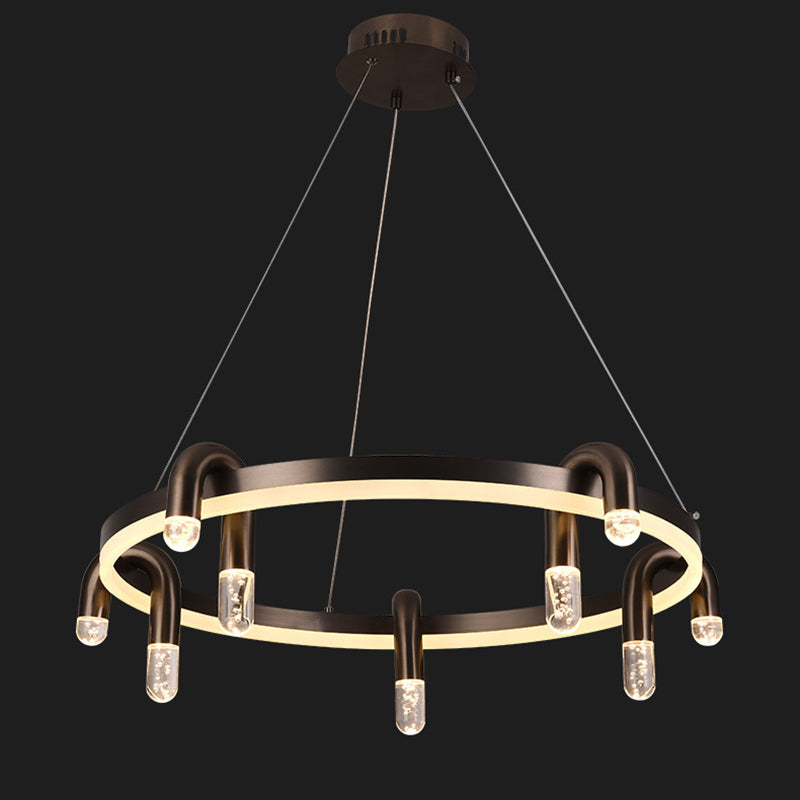 Lustre LED en aluminium et fer avec cercle de simplicité moderne pour salon 