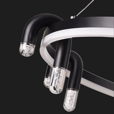 Lustre LED en aluminium et fer avec cercle de simplicité moderne pour salon 