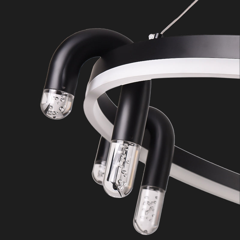 Lustre LED en aluminium et fer avec cercle de simplicité moderne pour salon 