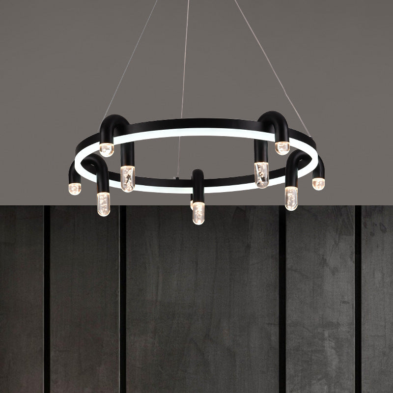 Lustre LED en aluminium et fer avec cercle de simplicité moderne pour salon 