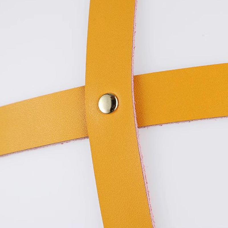 Lámpara colgante de 1 luz de hierro y cuero con globo minimalista moderno para dormitorio 