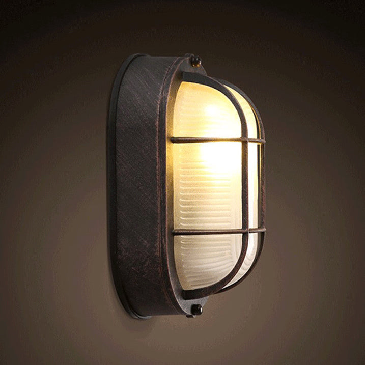 Contemporary Industrial Oval Aluminum Glass 1-Light Wall Sconce Lamp For Hallway