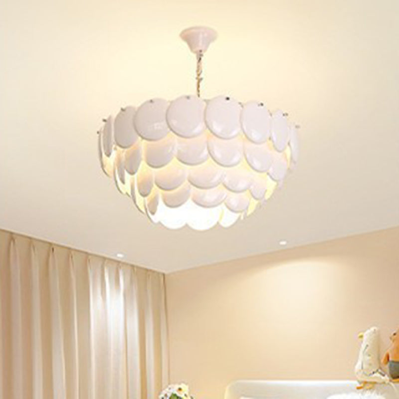 Traditioneller französischer Fischschuppen-Rund-Eisen-Acryl-5/7/9-Licht-Kronleuchter für das Wohnzimmer 