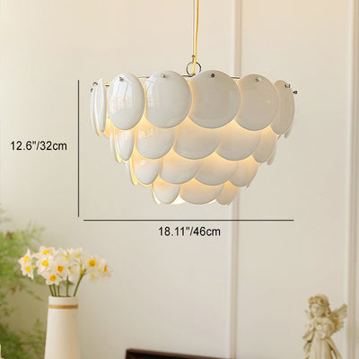 Traditioneller französischer Fischschuppen-Rund-Eisen-Acryl-5/7/9-Licht-Kronleuchter für das Wohnzimmer 