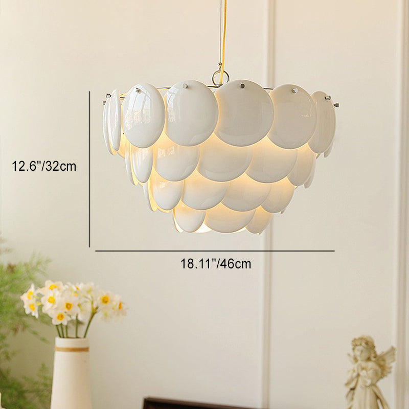 Traditioneller französischer Fischschuppen-Rund-Eisen-Acryl-5/7/9-Licht-Kronleuchter für das Wohnzimmer 