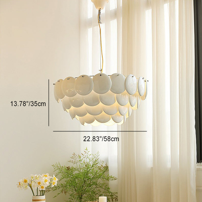 Traditioneller französischer Fischschuppen-Rund-Eisen-Acryl-5/7/9-Licht-Kronleuchter für das Wohnzimmer 