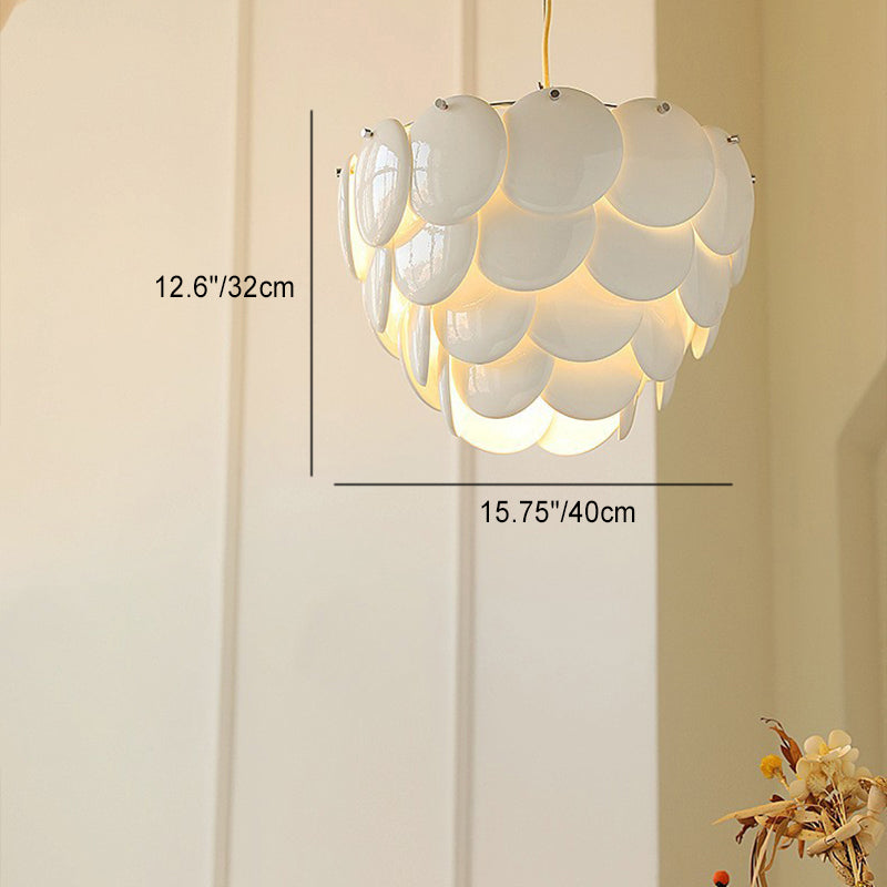 Traditioneller französischer Fischschuppen-Rund-Eisen-Acryl-5/7/9-Licht-Kronleuchter für das Wohnzimmer 