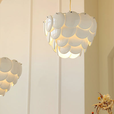 Traditioneller französischer Fischschuppen-Rund-Eisen-Acryl-5/7/9-Licht-Kronleuchter für das Wohnzimmer 
